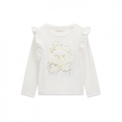 Bluza copii Guess pentru fata cu volanase si ursulet auriu