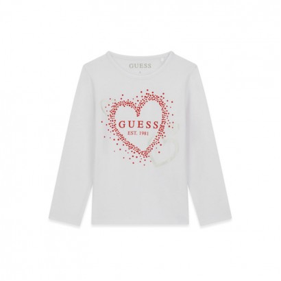 Bluza bumbac copii Guess pentru fata cu logo si inimi