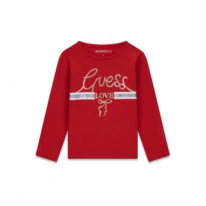 Bluza copii Guess pentru fata cu inscriptie Love si fundita