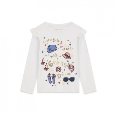 Bluza copii Guess pentru fata cu volanase si inscriptie
