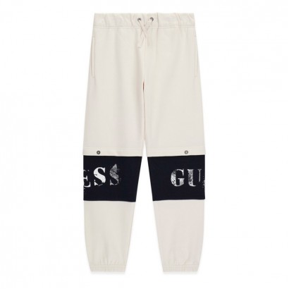Pantaloni sport copii Guess pentru baiat cu banda contrastanta si logo