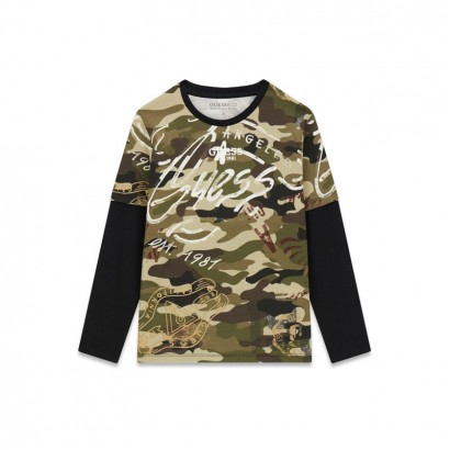 Bluza copii Guess pentru baiat cu maneca lunga cu inscriptie logo