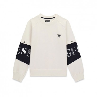 Bluza copii Guess pentru baiat cu logo pe maneci