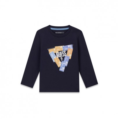 Bluza copii Guess de baiat maneca lunga si print grafic triunghiular