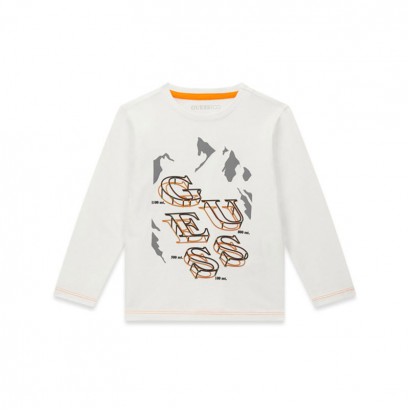Bluza bumbac copii Guess pentru baiat cu maneca lunga si logo stilat