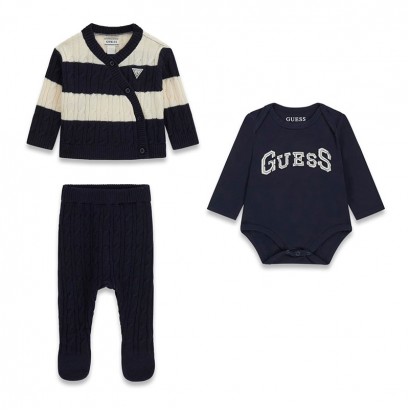 Set tricotat copii Guess pentru baiat din trei piese cu body