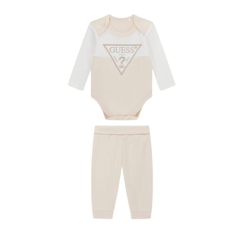 Set bebe Guess unisex 2 piese cu body si pantaloni