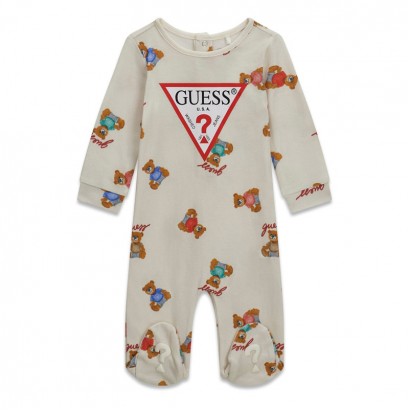 Salopeta bebe Guess unisex cu print ursuleti