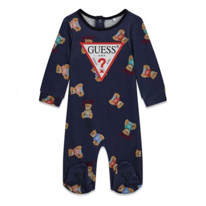 Salopeta bebe Guess unisex cu print ursuleti