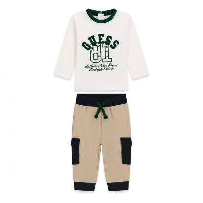 Set bebe Guess pentru baiat 2 piese cu pantaloni cargo 