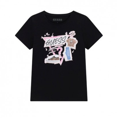 Tricou copii Guess pentru fata cu aplicatie si logo