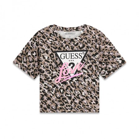 Tricou scurt copii Guess pentru fata cu logo si inscriptie Love