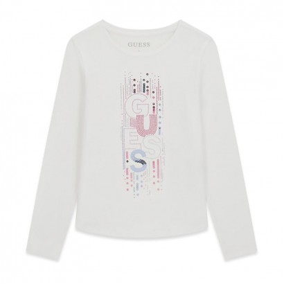 Bluza copii Guess de fata logo de paiete si pietricele stralucitoare 