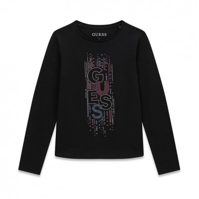Bluza copii Guess de fata logo de paiete si pietricele stralucitoare 