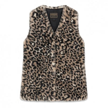 Vesta copii Guess pentru fata din blana ecologica cu leopard print