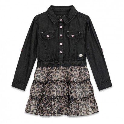 Rochita copii Guess cu maneci lungi si print leopard