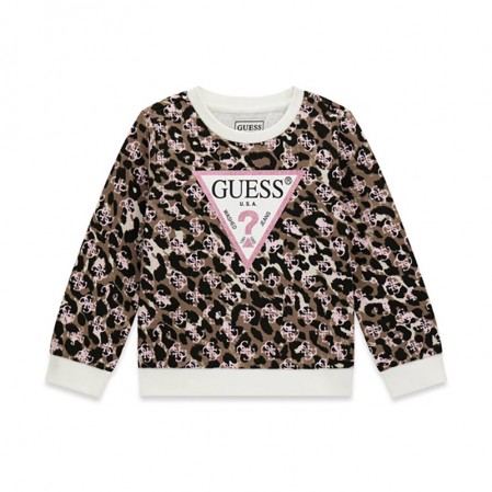 Bluza copii Guess pentru fata cu print de efect si logo