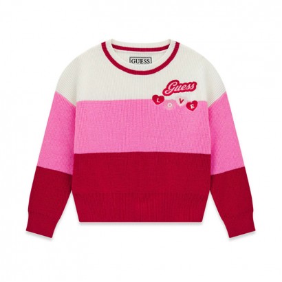 Pulover copii Guess pentru fata cu inscriptie Love si logo