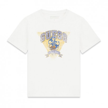 Tricou copii Guess pentru baiat cu logo si decolteu rotund