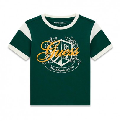 Tricou copii Guess pentru baiat cu broderie logo si decolteu rotund