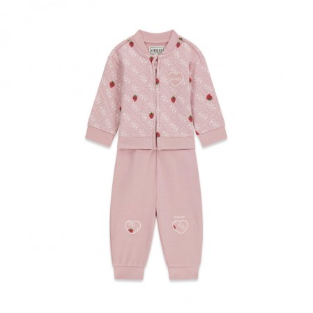 Set bebe cu maneca lunga Guess pentru fetita cu fermoar