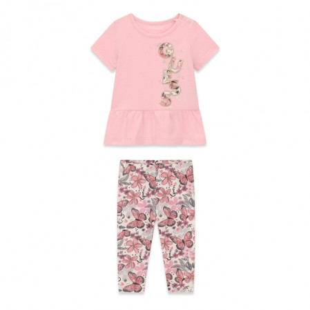 Set bebe Guess pentru fetita tricou cu maneca scurta si colanti