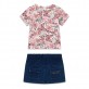 Set bebe Guess pentru fetita cu tricou floral si fusta