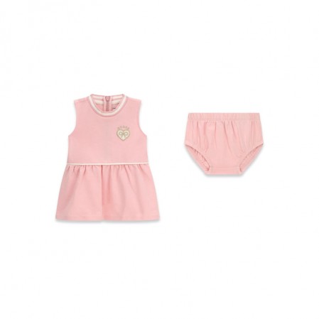 Set bebe Guess pentru fetita cu rochita si chilotei cu emblema logo