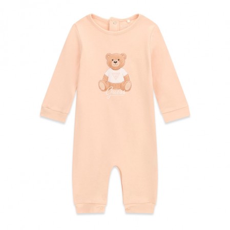 Salopeta bebe Guess unisex cu logo cu ursulet