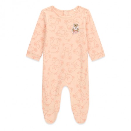 Salopeta bebe Guess unisex cu print si logo cu ursulet