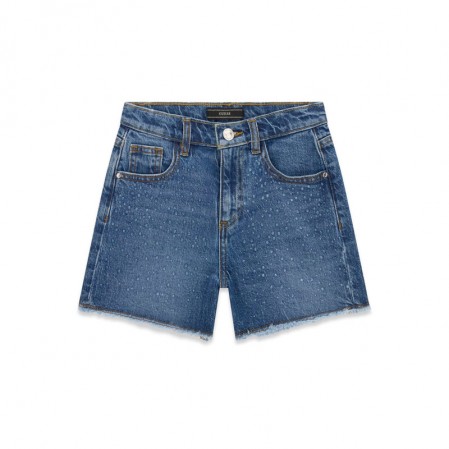 Pantaloni scurti denim copii Guess pentru fata cu efect stralucitor