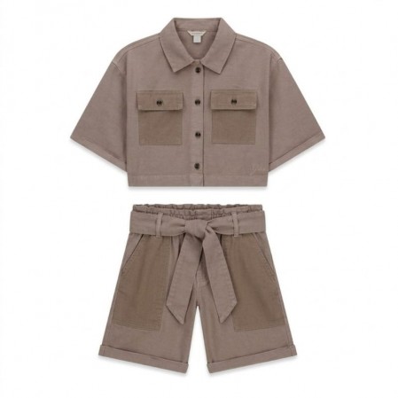 Set copii Guess pentru fata camasa cu maneca scurta pantaloni scurti