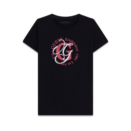 Tricou copii Guess pentru fata cu maneca scurta si inscriptie logo