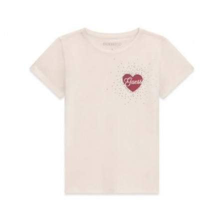 Tricou copii cu maneca scurta Guess pentru fata cu logo si pietricele