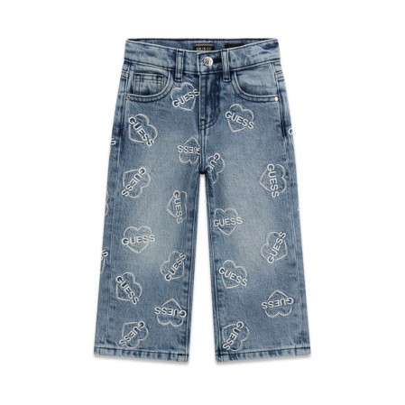 Pantaloni copii Guess pentru fata denim cu picioare largi