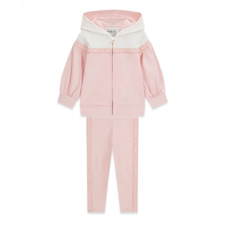 Set copii Guess pentru fata hanorac cu gluga si fermoar si pantaloni