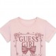 Tricou asimetric copii Guess pentru fata cu logo si inscriptie