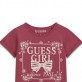 Tricou asimetric copii Guess pentru fata cu logo si inscriptie