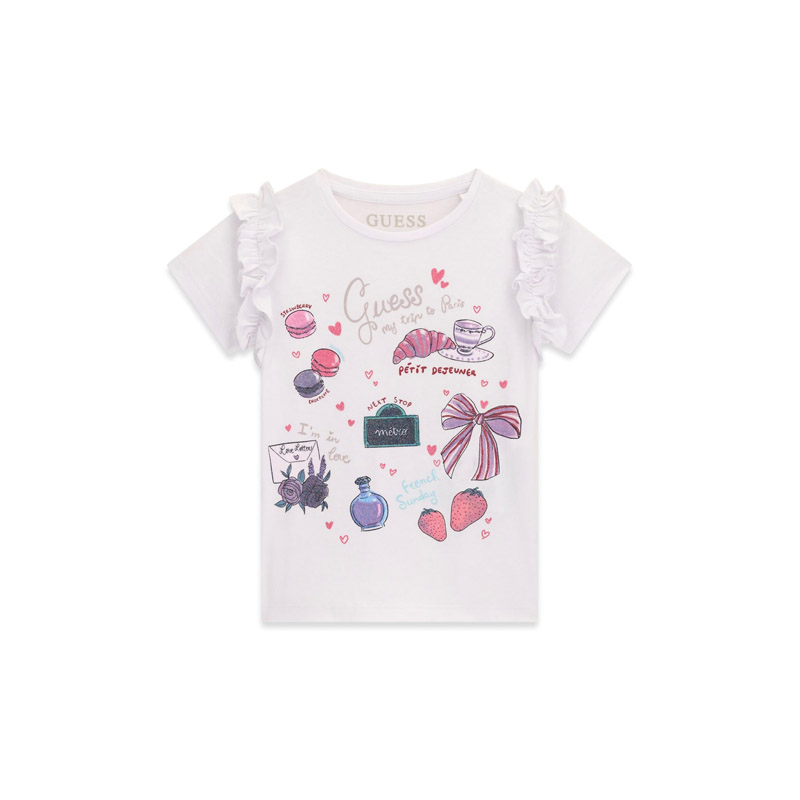 Tricou copii cu maneca scurta Guess pentru fata cu desene diferite