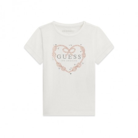 Tricou copii cu maneca scurta Guess pentru fata cu logo inima