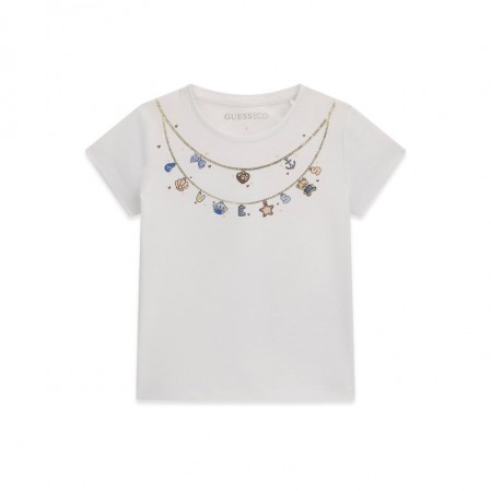Tricou copii cu maneca scurta Guess pentru fata cu print de colier