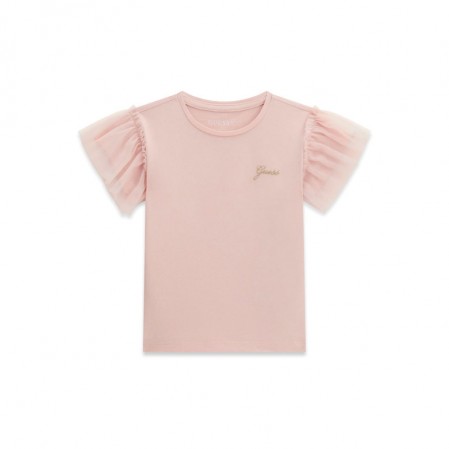 Tricou de copii cu maneca scurta Guess pentru fata cu inscriptie