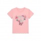 Tricou copii Guess pentru fata cu logo cu elemente florale si fluturi