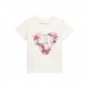 Tricou copii Guess pentru fata cu logo cu elemente florale si fluturi