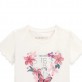 Tricou copii Guess pentru fata cu logo cu elemente florale si fluturi