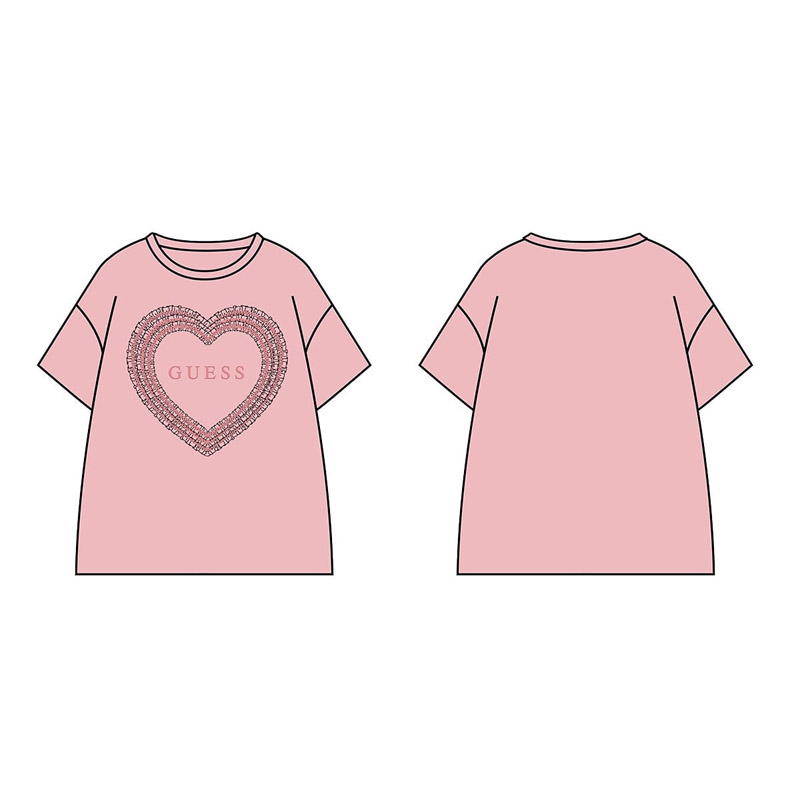 Tricou copii Guess pentru fata cu logo inima si inscriptie
