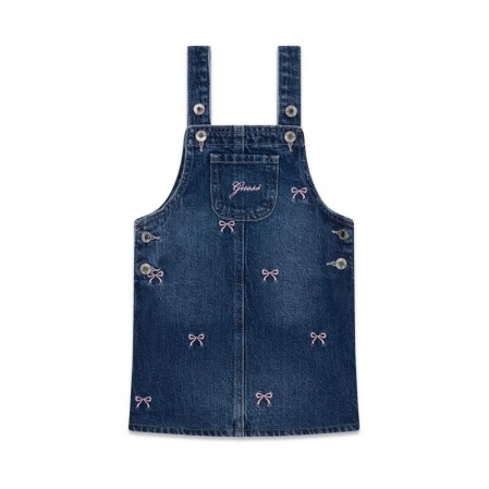 Rochita confortabila din denim copii Guess pentru fata cu broderie