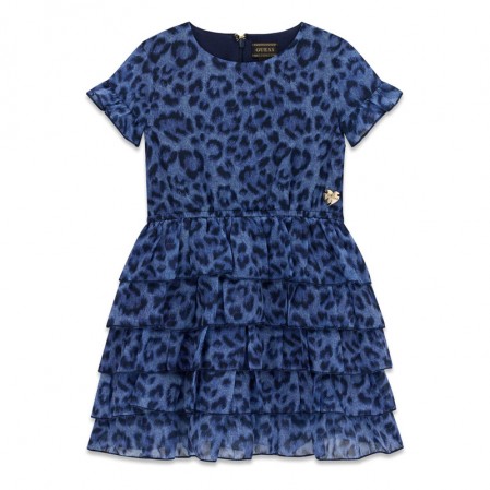 Rochita copii Guess pentru fata cu print leopard si logo mic