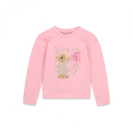 Bluza copii Guess pentru fata cu maneca lunga inscriptie si fluture