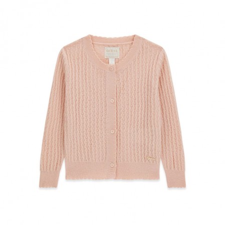 Cardigan copii cu maneci lungi Guess pentru fata logo pe stanga